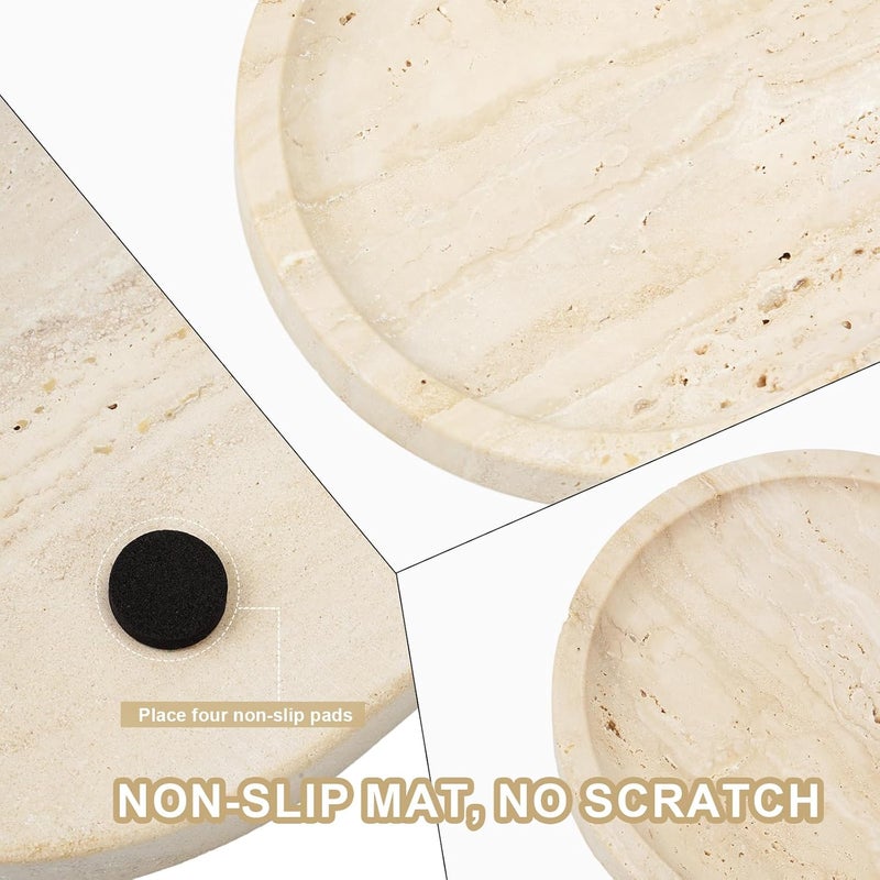 Koville Italian Travertine Tray, 12"x6" Vanity Decorative Marble Tray for Countertop, Catchall for Perfume, Candles, Jewelry Dish - Image 3